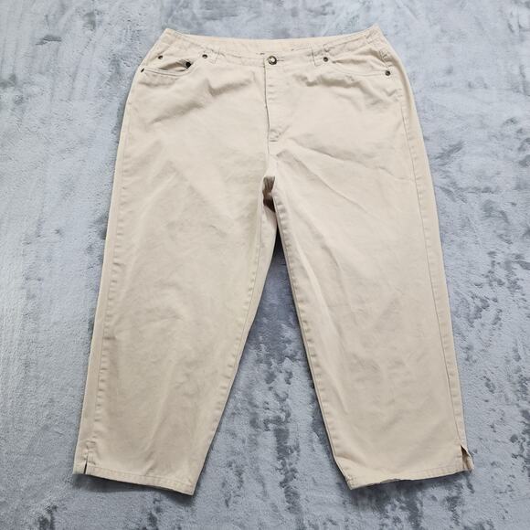 Vintage Liz Claiborne First Issue Pant Womens 14 Tan High Rise Crop Capri Cotton - Picture 1 of 11